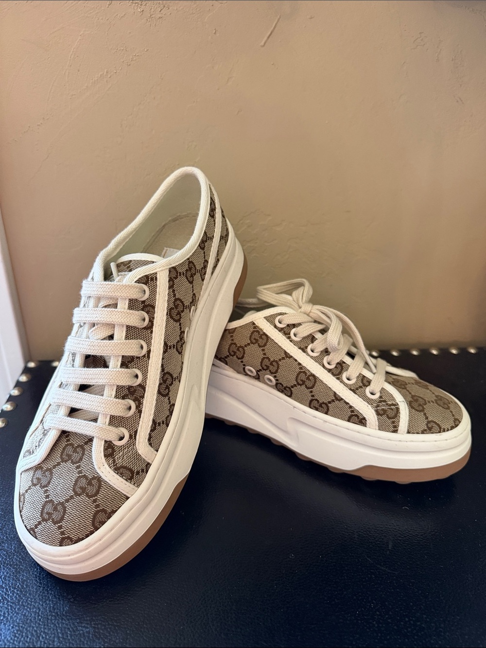 Inspired Brown & White Canvas Low-Top Sneakers